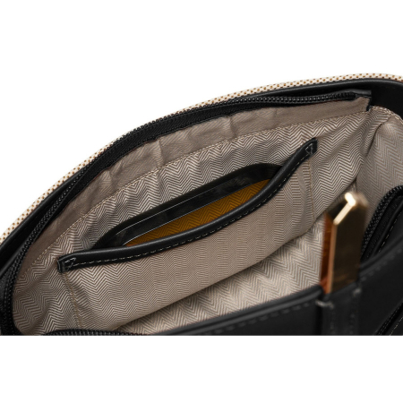 Geantă de damă crossbody bej și neagră, din piele și pânză Peterson PTR-PTN CAN-03 NAT-BLACK [3]