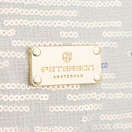 Geantă cosmetică albă din material sintetic, decorată cu paiete, prevăzută cu un mâner confortabil - Peterson PTR-PTN KOS-DA-18-3521 W [3]
