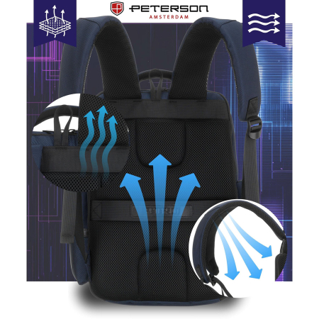 Rucsac de călătorie bleumarin cu buzunar pentru laptop de până la 14 inci - Peterson PTR-PTN HY243-7079 NAVY [7]