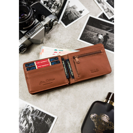 Portofel din piele pentru barbati Peterson PTR-PTN EH-08Z D.BR-CAME [5]