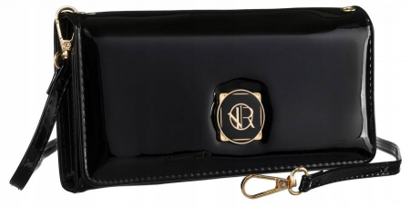  Handbags, Wallets & Cases  - Geanta de mana neagra, eleganta 2 in 1 din piele ecologica lacuita - Rovicky PTR-R-MW-01-6083 BL