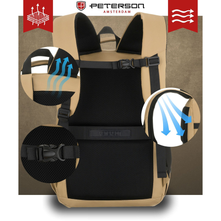 Rucsac de călătorie mare, kaki, cu spațiu pentru laptop, două compartimente - Peterson PTR-PTN HY242-7055 KHAKI [6]