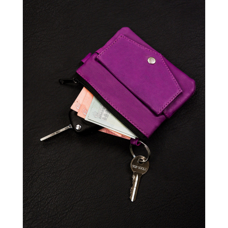 Husa din piele naturala de culoare mov, inchis cu fermoar PTR-KC-01-PDM PURPLE [5]