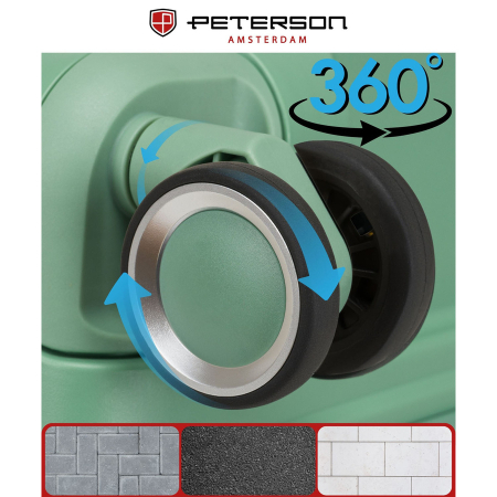 Valiză de călătorie medie verde cu mâner telescopic și roți pivotante - Peterson PTR-PTN PP-09-W-M-1495 G [11]