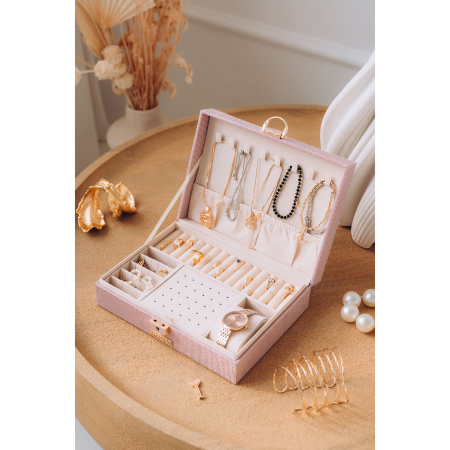 Cutie de bijuterii roz cu spațiu dedicat pentru un ceas - Peterson PTR-PTN SZK-13-5998 ROSE [2]