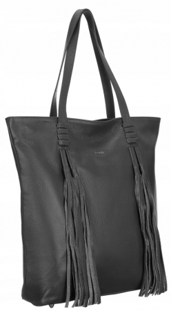 Genti Piele Naturala - Geantă shopper mare de damă cu franjuri din piele naturala - Rovicky PTR-TWR-164 SZA