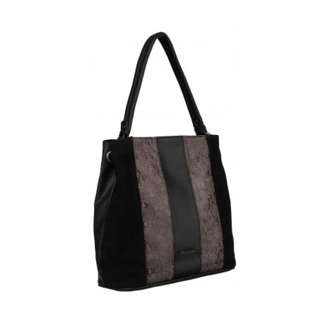  Torebki - Geanta de dama din piele ecologica cu model de sarpe - David Jones PTR-6885-4 BL