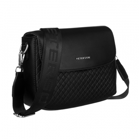 Genti Casual - Geantă de damă din piele ecologică cu o curea largă - Peterson PTR-PTN 6455-9900 BL