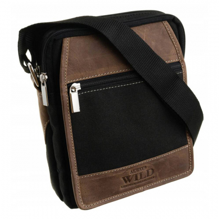 Genti Barbati de Umar - Geanta messenger pentru barbati din material textil si piele naturala - Always Wild PTR-251-MHC BL