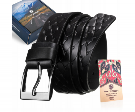  Paski - Curea barbati din piele naturala Peterson PTR-PTN PRS-04-G-115-BL
