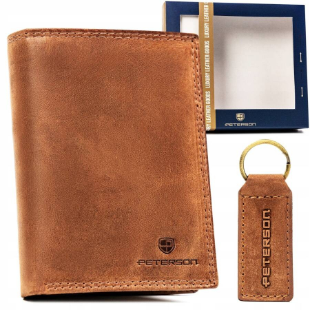 Seturi Cadou - Set cadou portofel barbati din piele naturala + breloc Peterson PTR-PTN SET-M-N4-CHM COG