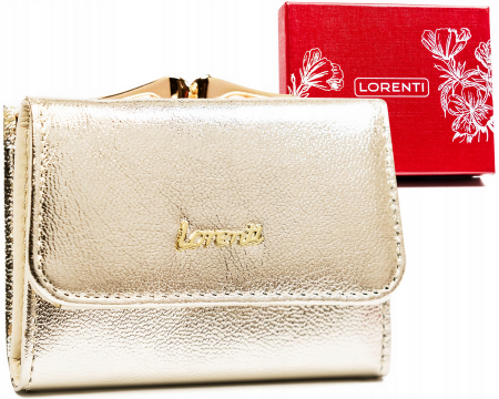 Portofele Dama - Portofel dama din piele naturala Lorenti PTR-55287-BLA-4683 GOLD