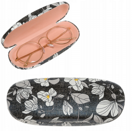Import - Husa eleganta pentru ochelari din piele ecologica cu model floral - 4U Cavaldi PTR-W-1428-1-BL
