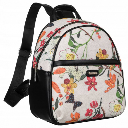 Preferintele clientilor - Genti si Rucsacuri ❤️ - Rucsac urban de dama cu model floral - David Jones PTR-6940-4