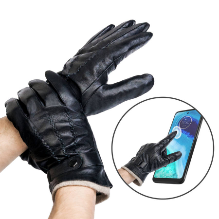 Oferte Speciale - Mănuși de bărbați din piele naturală cu închizătoare - Rovicky PTR-R-RMS-03-B-XL CZ