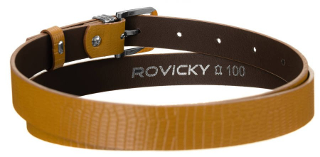 Paski damskie - Oryginalny, skórzany pasek damski, wzór skóry węża — Rovicky