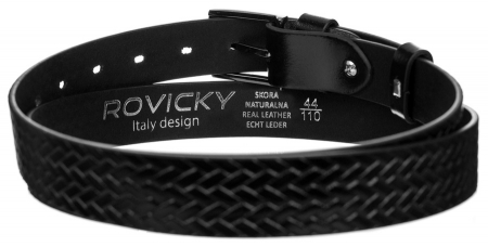 Pasek męski ze skóry naturalnej licowej z plecionym wzorem — Rovicky [2]