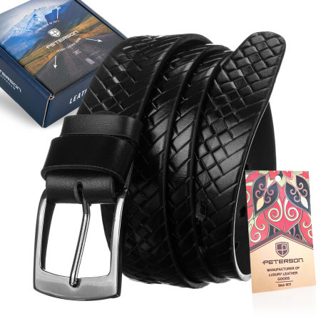 Accesorii Barbati - Curea barbati din piele naturala Peterson PTR-PTN PRS-02-G-115-BL