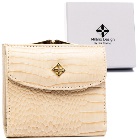 Import - Portofel dama din piele Milano Design PTR-SF-1815-JM-2604 BEI