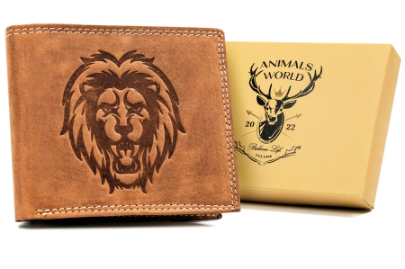 Import - Portofel barbati din piele naturala Always Wild PTR-N992-CHM-LION-1768 C