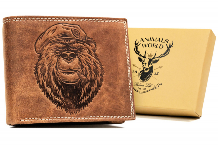 Portofele Barbati - Portofel barbati din piele naturala Always Wild PTR-N992-CHM-BEAR-2-1829