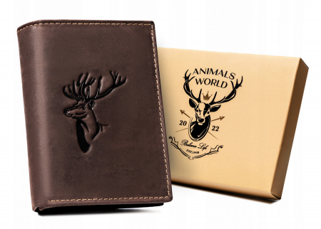  Portfele i spinki na banknoty - Portofel barbati din piele naturala Always Wild PTR-N4-CHM-DEER BR