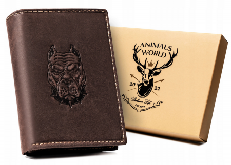  Portfele i spinki na banknoty - Portofel barbati din piele naturala Always Wild PTR-N4-CHM-DOG-2 BR