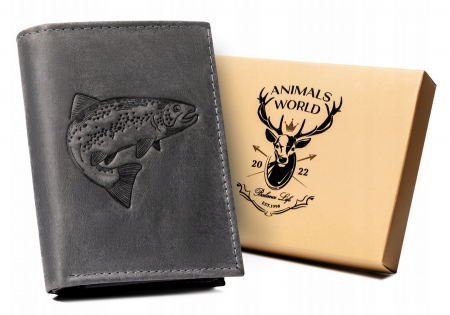  Portfele i spinki na banknoty - Portofel barbati din piele naturala Always Wild PTR-N4-CHM-FISH BL