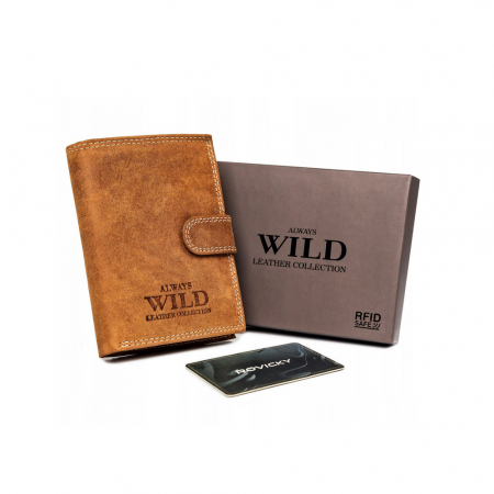  Portfele i spinki na banknoty - Portofel barbati din piele naturala Always Wild PTR-N4L-P-CHM-1034