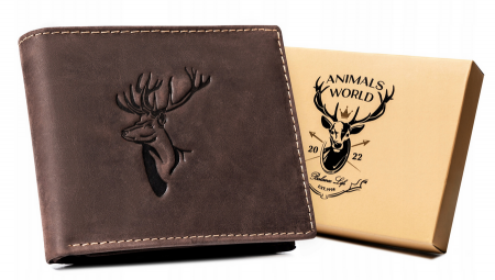  Portfele i spinki na banknoty - Portofel barbati din piele naturala Always Wild PTR-N992-CHM-DEER BR