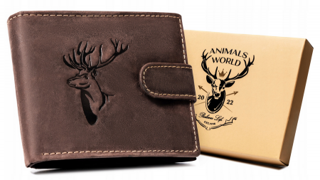  Portfele i spinki na banknoty - Portofel barbati din piele naturala Always Wild PTR-N992L-CHM-DEER BR