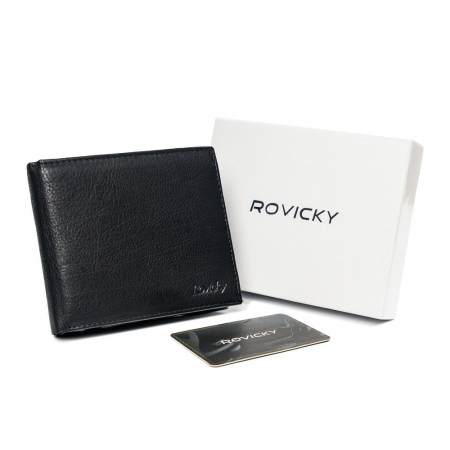 Portofele Barbati - Portofel barbati din piele naturala cu RFID Rovicky PTR-N992-PZ-CCR-RFID-BLA