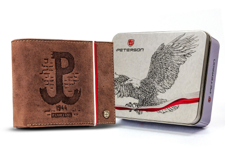  Portfele i spinki na banknoty - Portofel barbati din piele naturala Peterson PTR-PTN 304PW-03 2-1-4 H