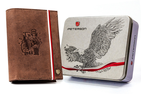  Portfele i spinki na banknoty - Portofel barbati din piele naturala Peterson PTR-PTN 317PW-01 2-1-4 H