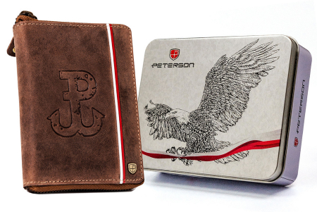  Portfele i spinki na banknoty - Portofel barbati din piele naturala Peterson PTR-PTN 340PW-02 2-1-4 H