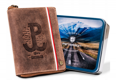  Portfele i spinki na banknoty - Portofel barbati din piele naturala Peterson PTR-PTN 340PW-03 2-1-4 H