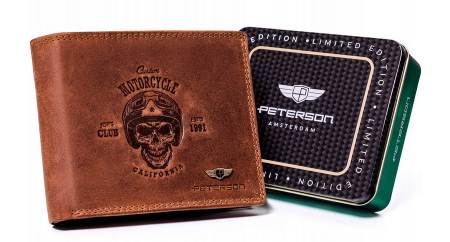 Import - Portofel barbati din piele naturala Peterson PTR-PTN N992C-CHM-03