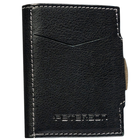  Wallets & Money Clips - Portofel mic bărbătesc vertical, din piele, de culoare neagră, cu închidere cu capsă - Peterson PTR-PTN G710-GKA-4574 BL