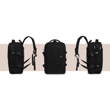 Rucsac negru de călătorie, perfect pentru bagajul de mână în avion - Peterson PTR-PTN 24421-5074 BLACK [3]