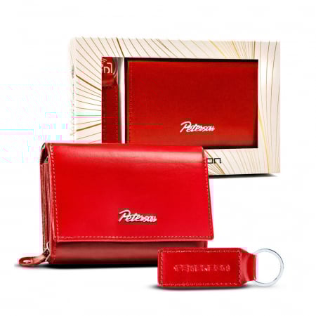 Accesorii Dama - Set cadou dama Peterson PTR-PTN SET-D-02-KCS , portofel dama din piele naturala + breloc
