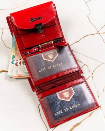 Set cadou dama Peterson PTR-PTN SET-D-19-KCS RED portofel dama din piele naturala + breloc [6]