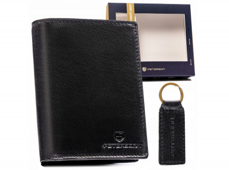 Seturi Cadou - Set cadou portofel barbati din piele naturala + breloc Peterson PTR-PTN SET-M-N4-GVT BLA
