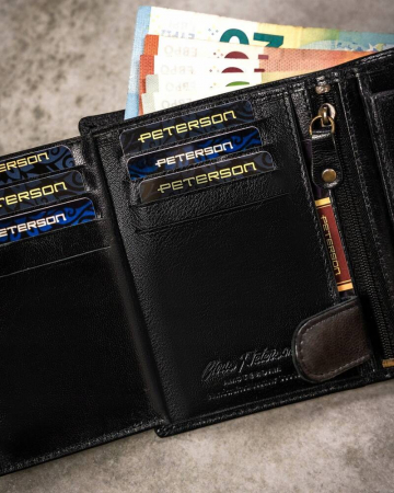 Set cadou portofel barbati din piele naturala + breloc Peterson PTR-PTN SET-M-N4-GVT BLA [8]