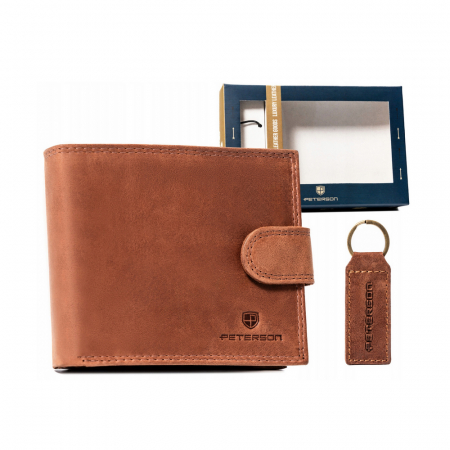 Seturi Cadou - Set cadou portofel barbati din piele naturala si breloc Peterson PTR-PTN SET-M-N994L-CH