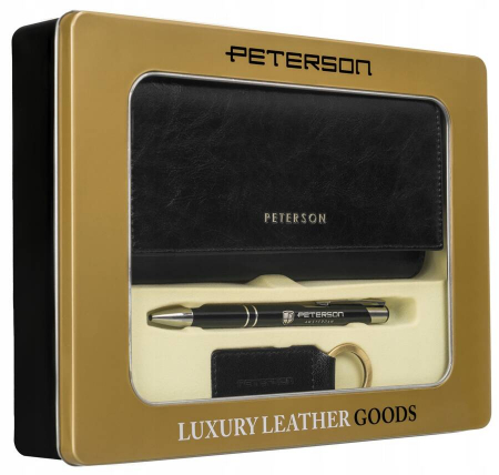  Breloczki - Set cadou portofel dama din piele naturala + breloc + pix Peterson PTR-PTN ZD7