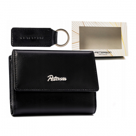 Accesorii Dama - Set cadou portofel de damă din piele cu închizătoare și breloc - Peterson PTR-PTN SET-D-66-KCS-254
