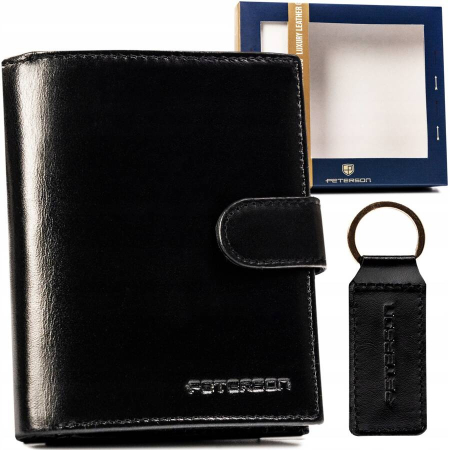  Torebki, portfele i etui  - Set cadou portofel din piele pentru bărbați și breloc - Peterson PTR-PTN SET-M-1549L-KCS