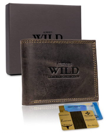 Oferte Speciale - Portofel barbati din piele naturala Always Wild PTR-N0035-CHM-8700 BR
