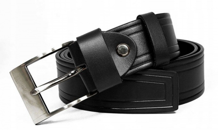 Paski męskie skórzane - Curea barbati din piele Rovicky PTR-PRS-05-BGE BL