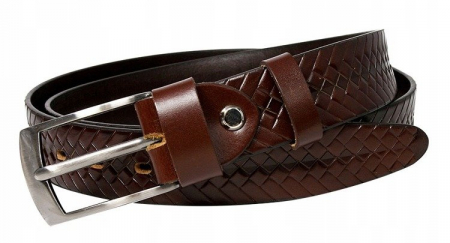 Stylowy, uniwersalny, pleciony pasek męski ze skóry naturalnej — Rovicky [1]